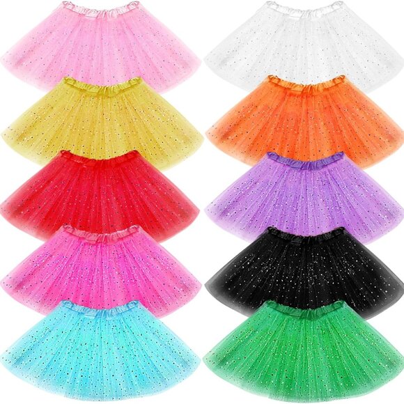 Adult Tulle Tutu Skirt 10 Pcs Multicolored 3-Layered Ballet Wear for Dance Party - Picture 1 of 7